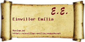 Einviller Emília névjegykártya